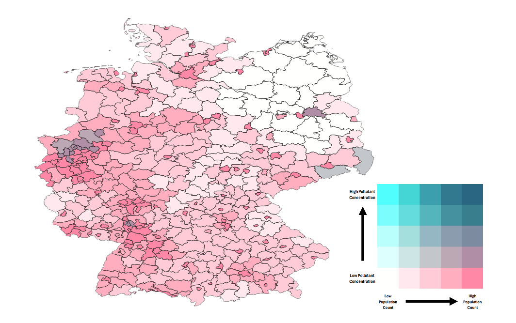 PM10 population exposure bivariate map